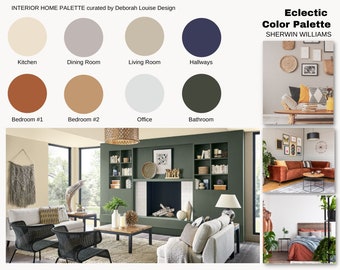 Eclectic Paint Color Scheme | Prepackaged Professional Interior Paint Palette | Sherwin Williams | Entire Home Color Scheme | Digital PDF