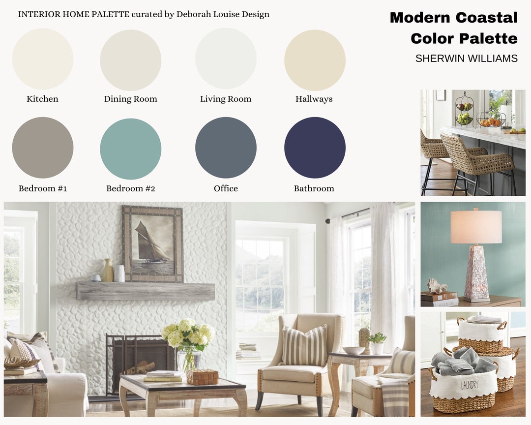 Modern Coastal Paint Color Scheme Prepackaged Professional Interior Paint Palette Sherwin Williams Paint Digital File Etsy