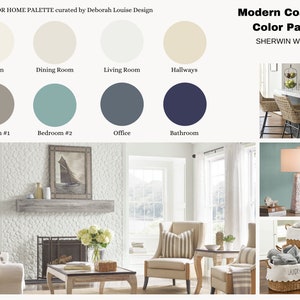 Modern Coastal Paint Color Scheme, Prepackaged Professional Interior Paint Palette, Sherwin Williams Paint, Digital File