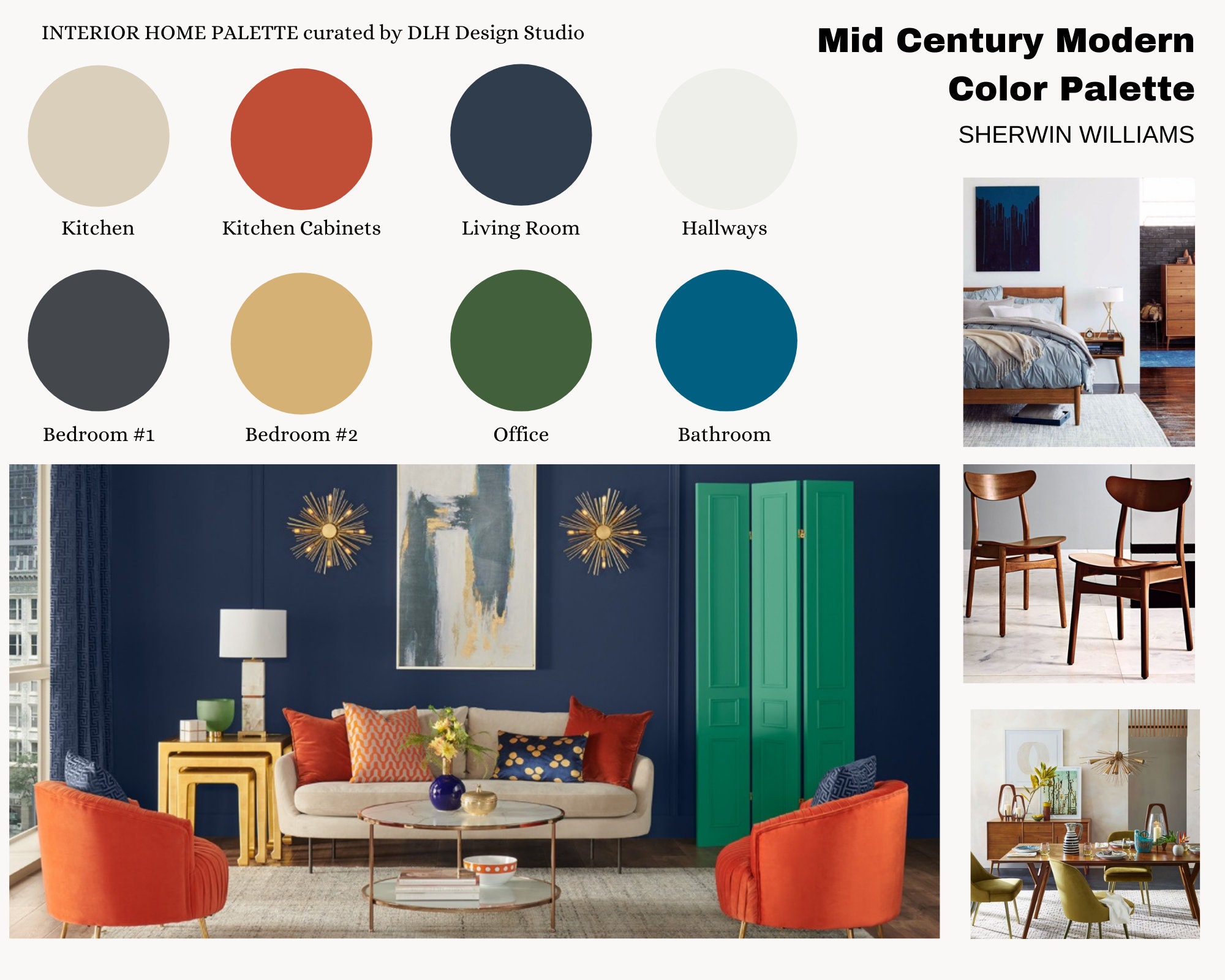 Mid Century Modern Paint Color Scheme Prepackaged Professional Interior 