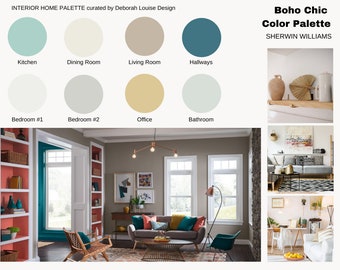 Boho Chic Paint Color Scheme | Prepackaged Professional Interior Paint Palette | Sherwin Williams Paint | Digital PDF File