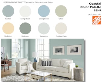 Coastal Chic Behr Paint Color Scheme | Prepackaged Professional Interior Paint Palette | 8 Room Paint Package | 13 Page PDF Digital File
