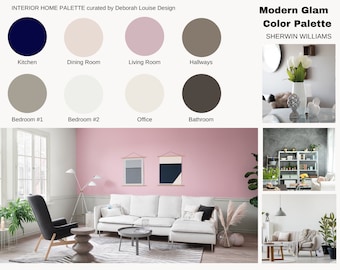 Modern Glam Paint Color Scheme | Prepackaged Professional Interior Paint Palette | Sherwin Williams Paint | Digital File
