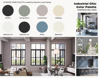 Industrial Chic Paint Color Scheme | Prepackaged Professional Interior Paint Palette | Sherwin Williams Paint | Digital PDF File