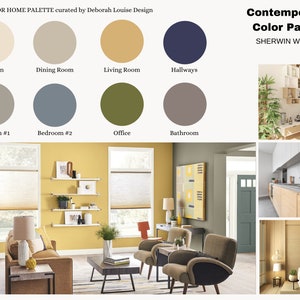 Hedendaags verfkleurenschema | Voorverpakt professioneel interieurverfpalet | Sherwin Williams Paint | Digitaal PDF-bestand