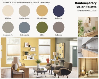 Contemporary Paint Color Scheme | Prepackaged Professional Interior Paint Palette | Sherwin Williams Paint |Digital PDF File