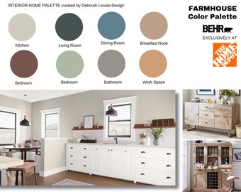 Farmhouse Behr Paint Color Scheme | Prepackaged Professional Interior Paint Palette | 8 Room Paint Package | PDF Digital File | 13 Pages