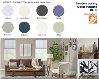 Contemporary Behr Paint Color Scheme | Prepackaged Professional Interior Paint Palette | 8 Room Paint Package | 13 Page PDF Digital File