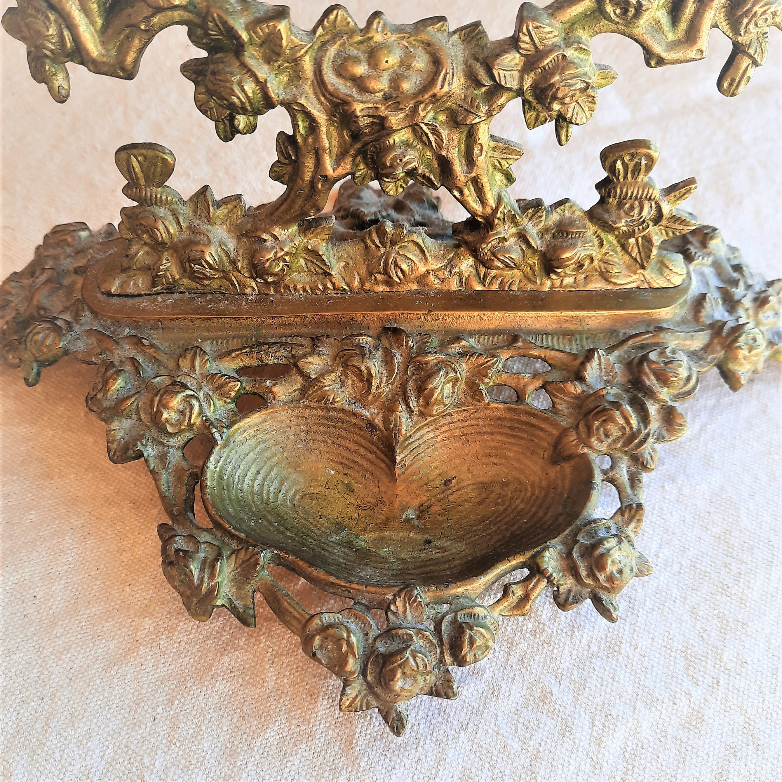 Vintage Gilt Brass Mirror Vanity Stand Ornate Fairy Tale Gold Etsy