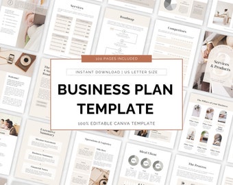 Business Plan Template Canva, Editable Business Plan Printable, Small Business Planner Printable, Start Up Workbook, Canva Template