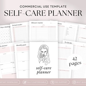Self Care Planner Template (OK Commercial use) | PLR Planner printable | Commercial Use Planner  | Self Care Planner Editable Canva Template