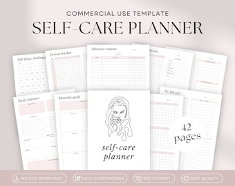 Self Care Planner Canva Template (OK Commercial Use) | PLR Planner ...