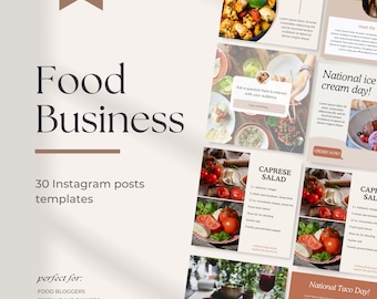 30 Food Instagram Post Templates, Dietician Instagram, Restaurant Instagram Canva Template, Food Blogger Instagram Posts, Instagram Feed