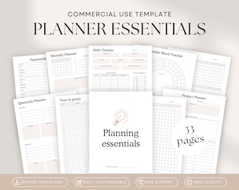 Planer Vorlage Canva, Produktivitätsplaner Canva Vorlage (OK Kommerzielle Nutzung) | PLR Planer printable |  Planer Essential Seiten