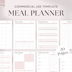 Meal Planner Canva Template (OK Commercial use), PLR Planner printable, Commercial Use Planner, Meal Planner Template Canva, Meal Tracker