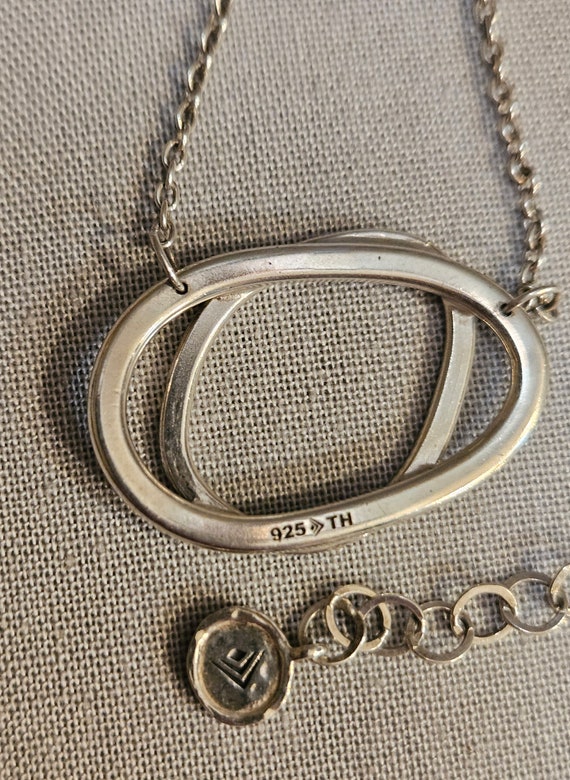 Sterling silver, double circle design necklace. "… - image 7