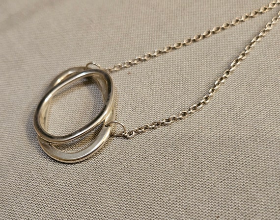 Sterling silver, double circle design necklace. "… - image 8