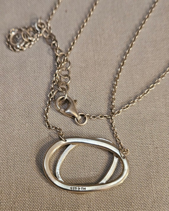Sterling silver, double circle design necklace. "… - image 5