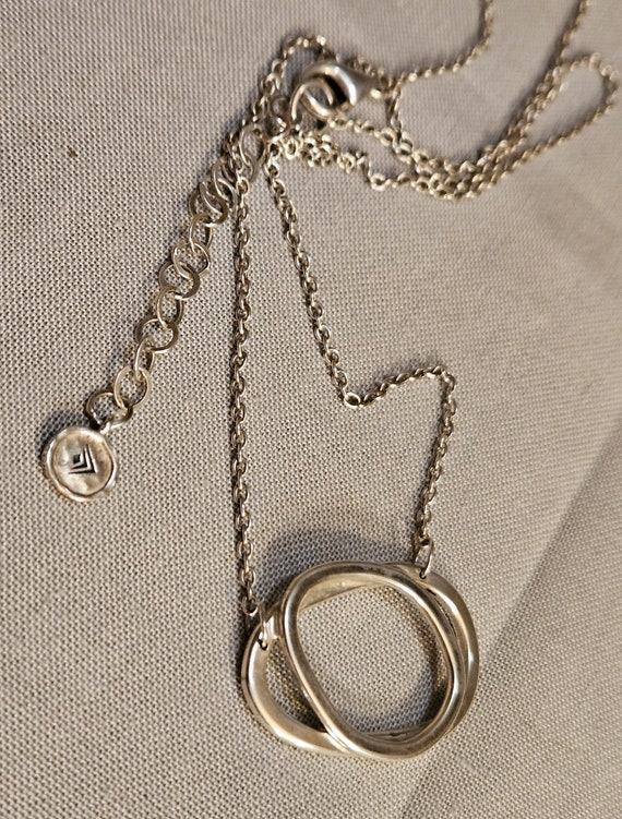 Sterling silver, double circle design necklace. "… - image 3