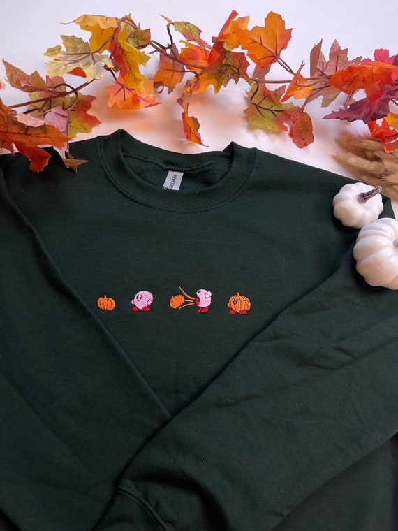 Sudadera bordada Kirby x Pumpkin sudadera divertida de otoño - Etsy España