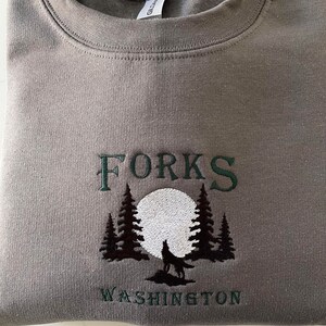 Forks Embroidered Gray Sweatshirt - Etsy