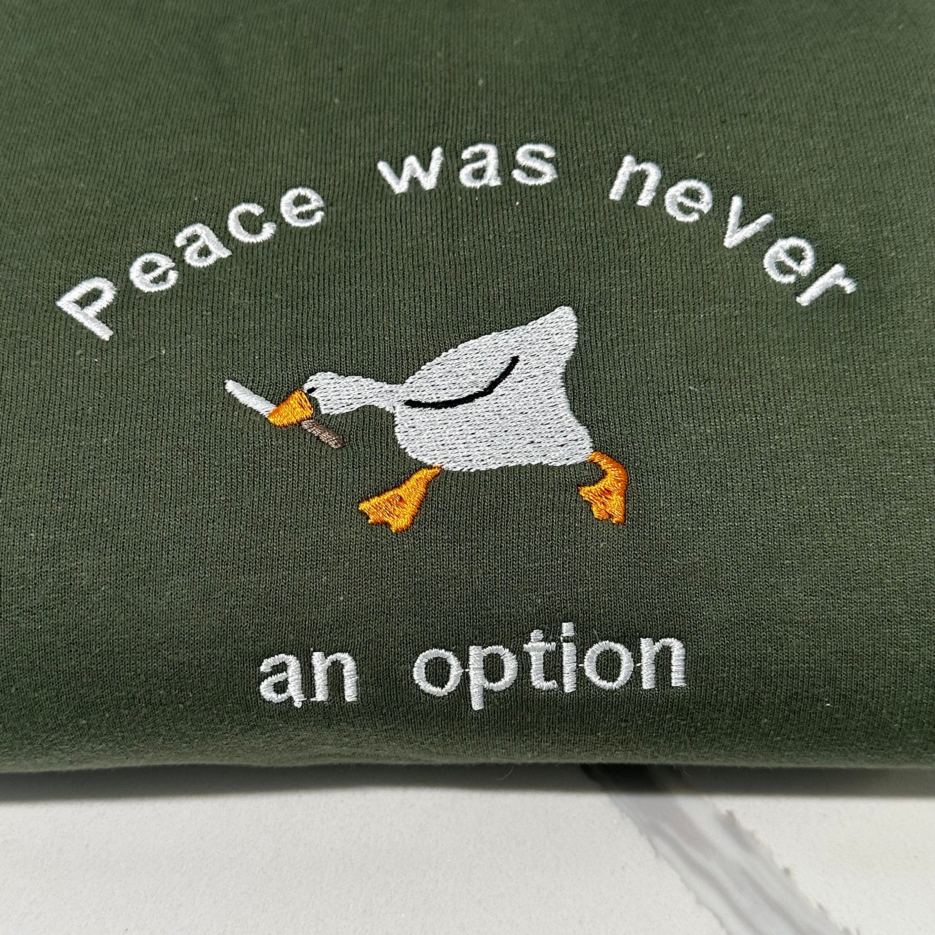 Discover Embroidered Murder Duck Embroidered Crewneck Sweatshirt, Duck with Knife Meme, Comfy Sweatshirt