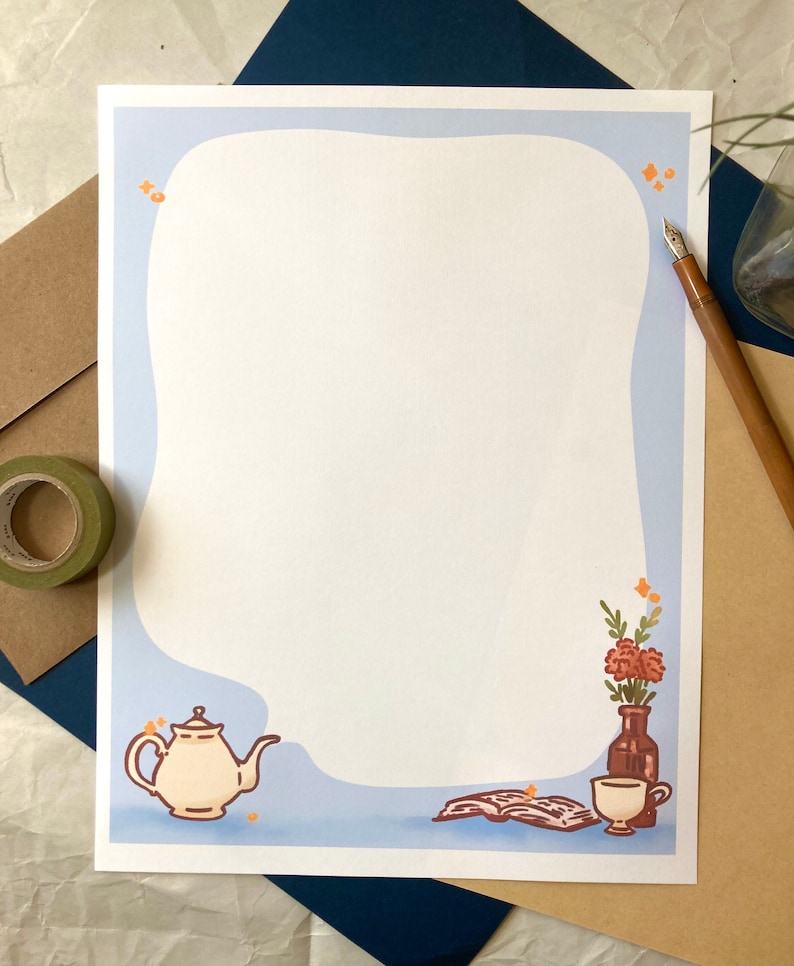 Cozy Teapot 8.5 X 11 Letter Writing Printable Set Etsy