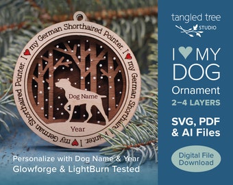 Me encanta mi archivo SVG / PDF de adorno para perros german shorthaired Pointer - Sin producto físico - Laser Cut y Glowforge listos