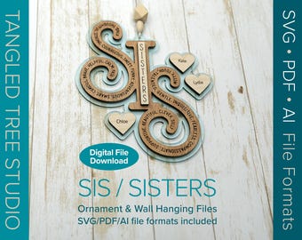 Archivos SVG para láser – Adorno/Tapiz de pared SIS Sister – Digital – Probado con Glowforge y LightBurn