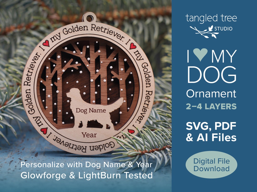 I Love My Golden Retriever (version 2) Dog Ornament SVG/PDF File – No ...