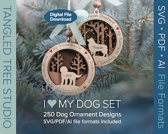 Laser SVG Files – 250 Dog Designs Ornament Bundle – Digital – Glowforge & LightBurn tested
