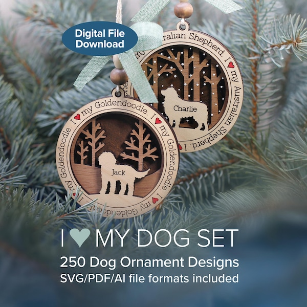 Laser SVG Files – 250 Dog Designs Ornament Bundle – Digital – Glowforge & LightBurn tested