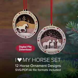 Laser SVG Files – Horse Ornament Bundle – Digital – Glowforge & LightBurn tested