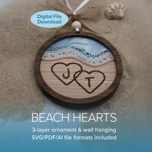 Laser SVG Files – Beach Hearts Ornament – Digital – Glowforge & LightBurn tested and ready to use