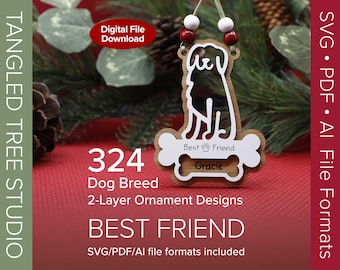Laser SVG Files – Dog Breed Ornament Bundle – Digital – Glowforge & LightBurn tested