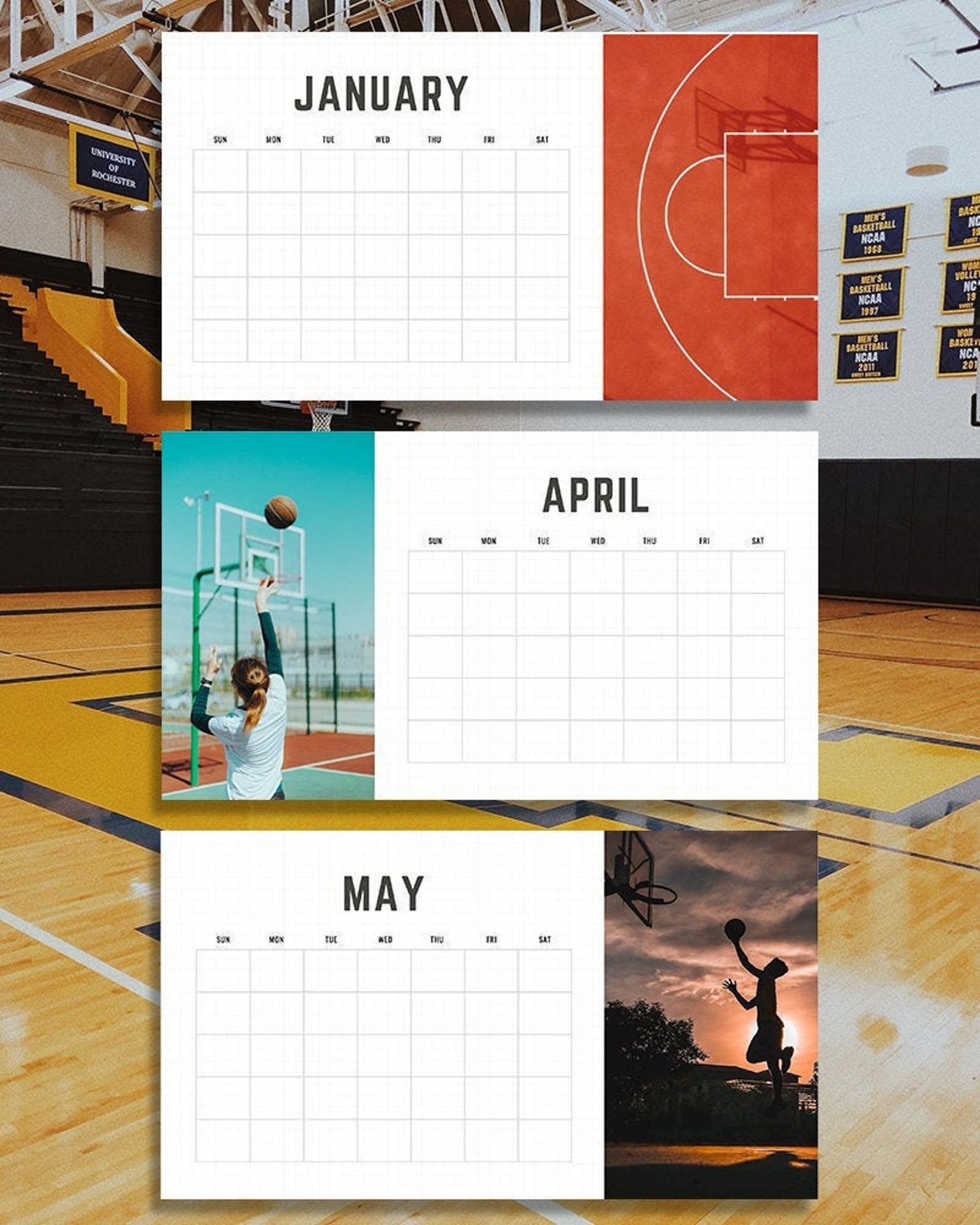 YearRound Basketball Calendar Editable for any year Etsy