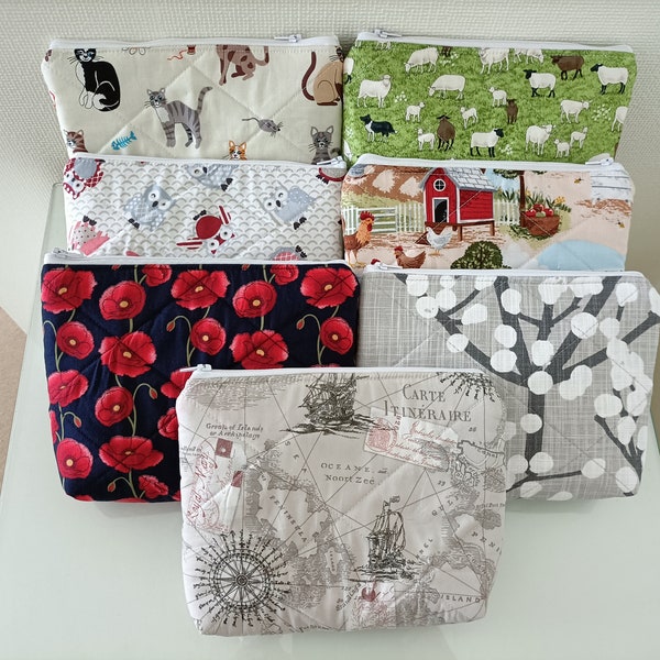 Mothers Day Toiletry Bag Gift - Quilted Cosmetic Bag with various Designs, TOILET BAG, wash bag,