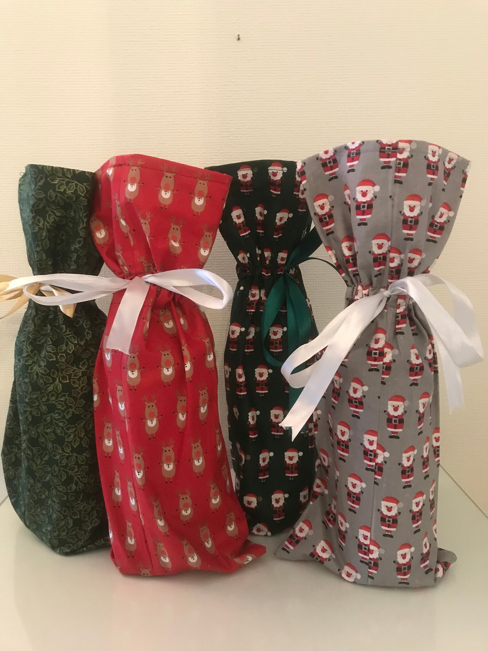Reusable Christmas themed Bottle Gift Bags made from very Etsy