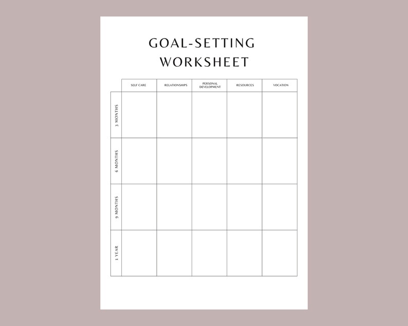 Goal Setting Worksheet for New Year Goal Tracker Goal Etsy