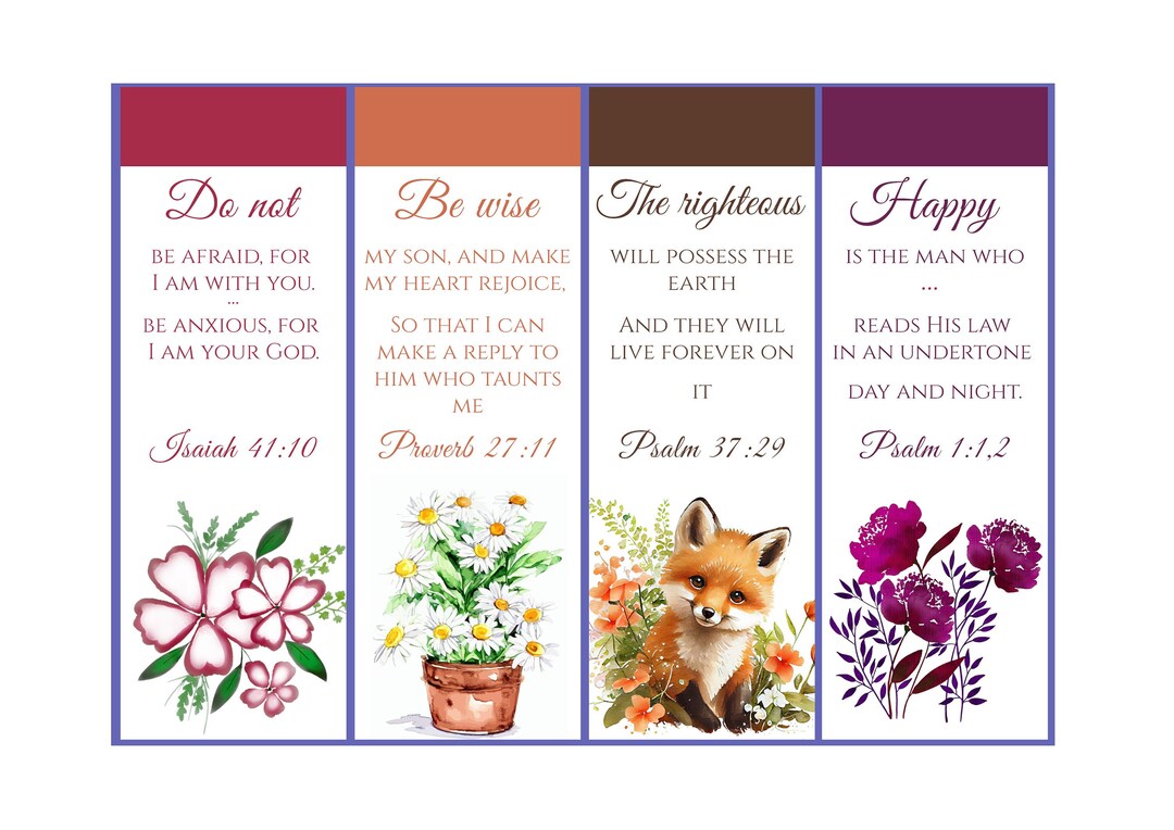 JW Bible Verses Bookmarks, Printable, Psalm, Isaiah, Proverb, Printable Bookmarks - Etsy