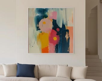 Colorful Abstract Wall Art Canvas Print Bold Modern Painting Large Statement Decor