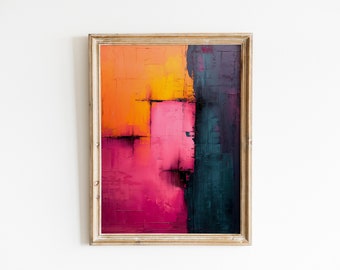 Vibrant Pink and Yellow Abstract Painting - Modern Wall Art, Hand-Painted Pink and Yellow Abstract Canvas - Unique Wall Hanging