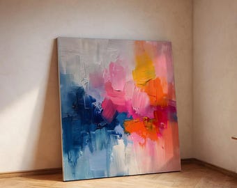 Großes, farbenfrohes abstraktes Leinwandbild, moderner, übergroßer Kunstdruck für die Wohnzimmerdekoration