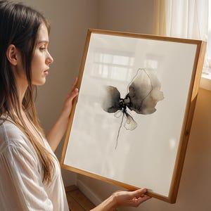 Handmaid Minimalist Watercolor Abstract Floral Art Print, Modern Botanical Wall Art, Elegante decorazione per la casa ispirata alla natura, Illustrazione floreale