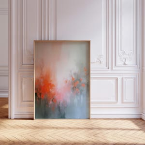 Coral Abstract Canvas Print | Soft Pink & Orange Wall Art | Modern Colorful Giclée for Living Room or Bedroom Decor