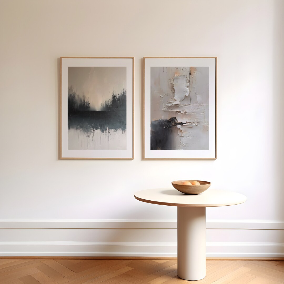 Curated visual reference: Gallery Detail: Textured Modern Abstract Art Print Bold Home Accents Set Of