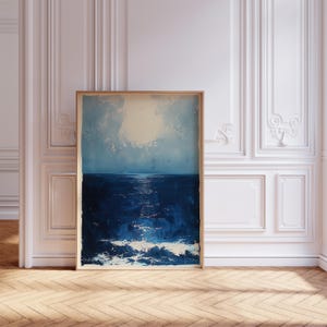 Midnight Blue Abstract Wall Art, Abstract Sunset Artwork in Blue Tones, Modern Wall Art, Perfect for Home Decor