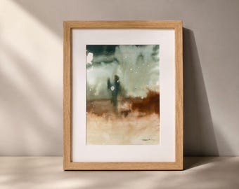 Original Abstract Figure Painting Framed Moody Wall Art Neutral Home Decor