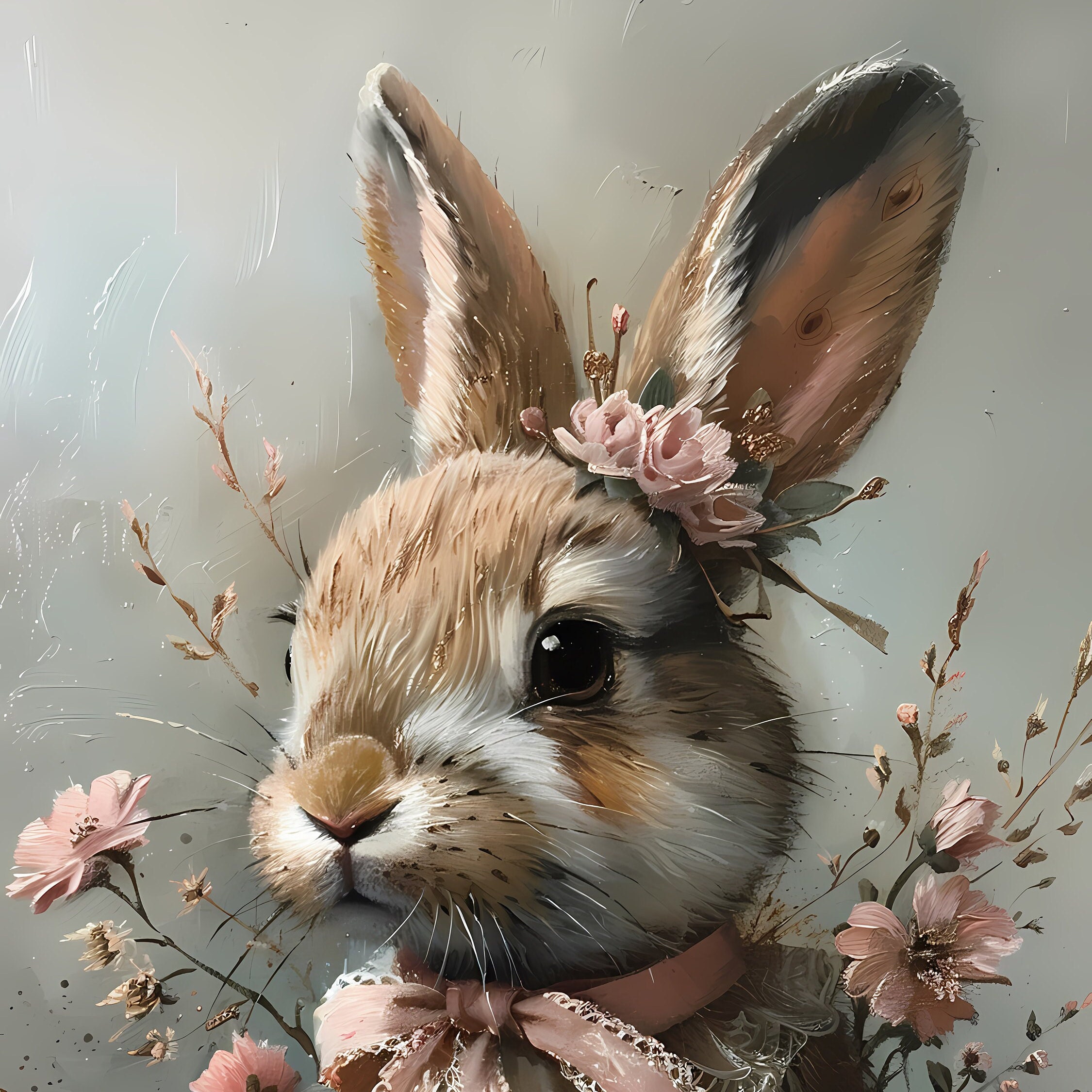 Vintage Coquette-inspired Printable Bunny, Elegant Playful Rabbit ...