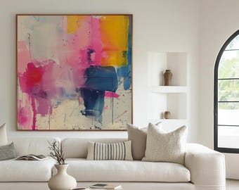 Pink Abstract Giclée Print: Large Colorful Modern Canvas Wall Art